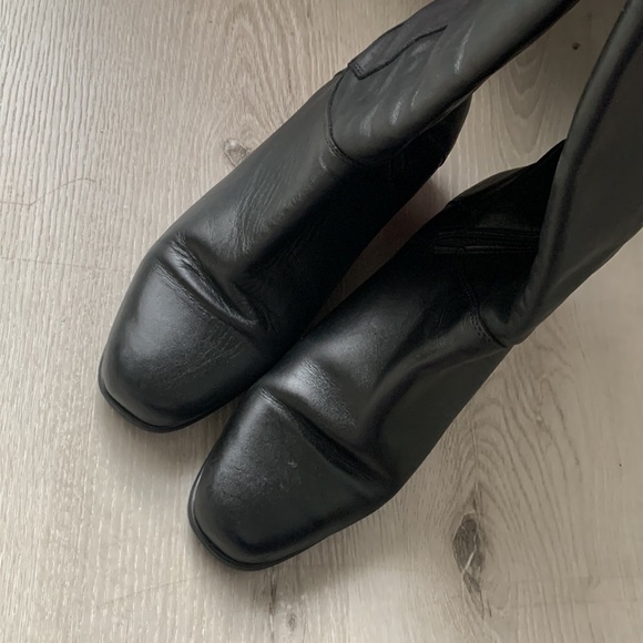 Size 9 1/2 B.Regence Black Leather Boots Made In‎ Canada lace up wide zipper - Picture 13 of 16